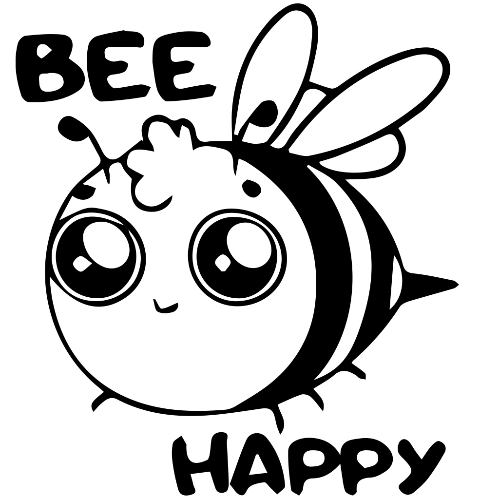 Matrica Bee happy - fekete