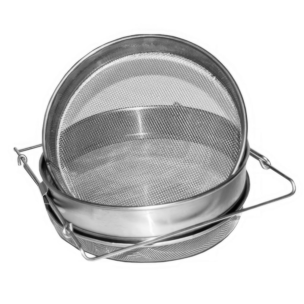 Dupla szűrő (szita) rozsdamentes acél 24 cm fogantyúkkal DE3