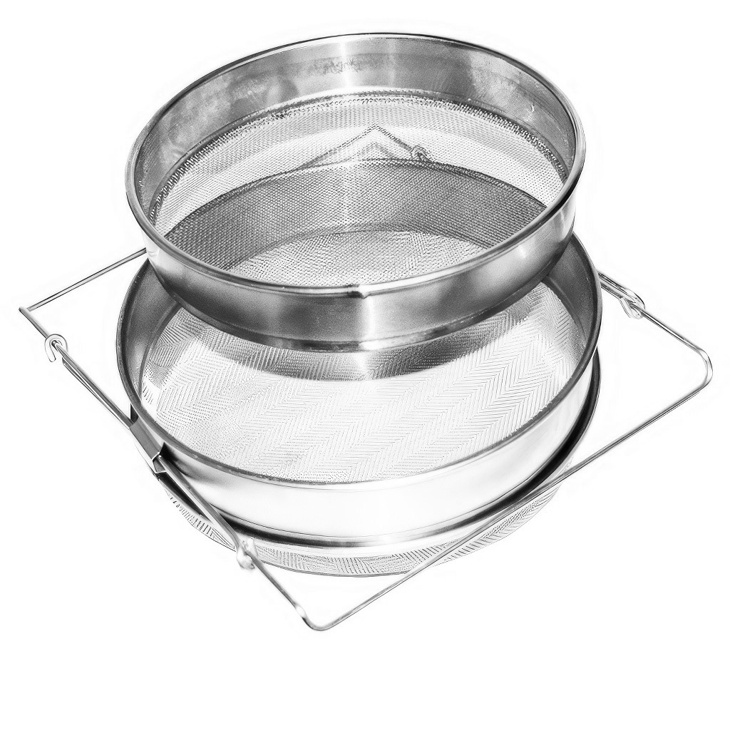 Dupla szűrő (szita) rozsdamentes acél 24 cm fogantyúkkal DE3