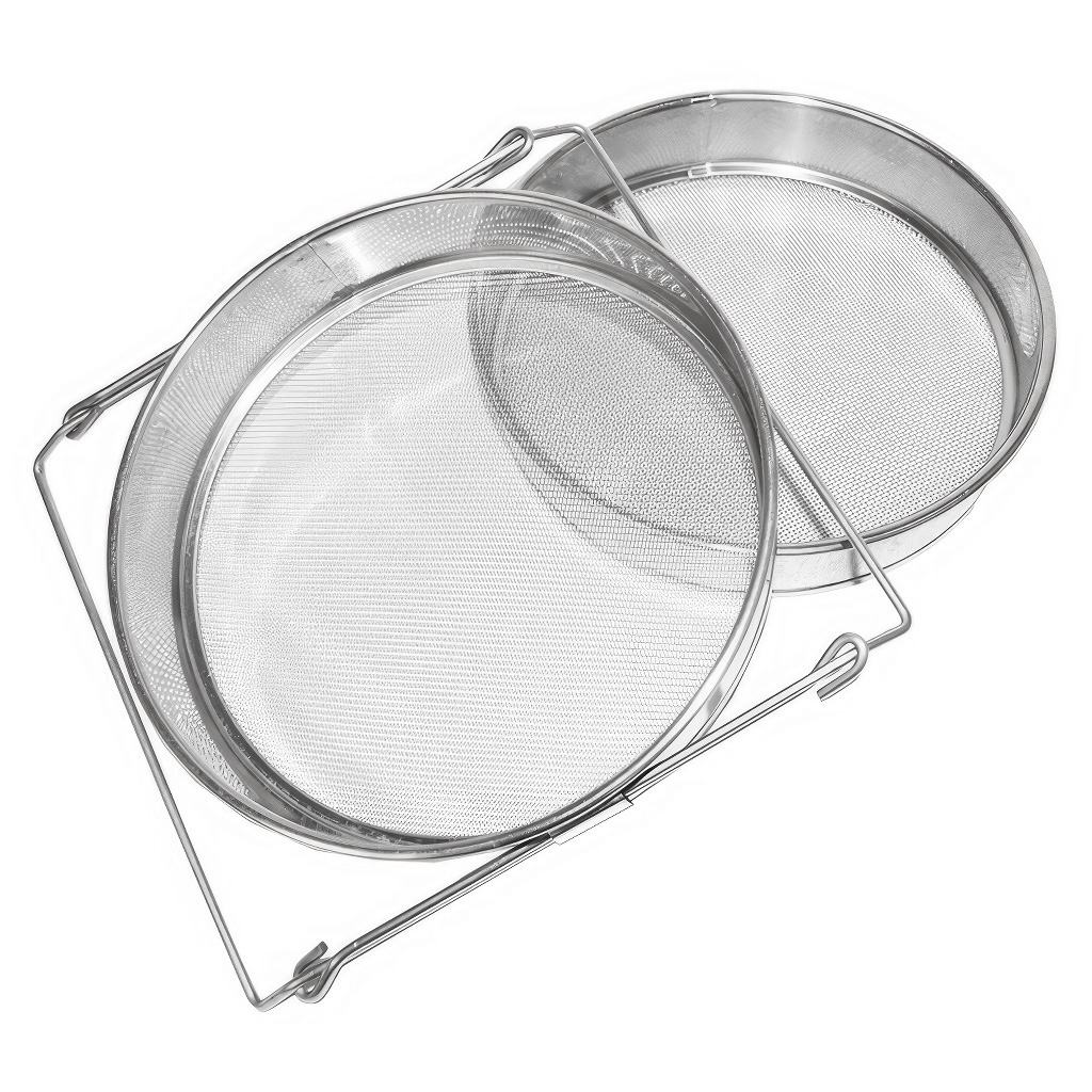 Dupla szűrő (szita) rozsdamentes acél 24 cm fogantyúkkal DE 4