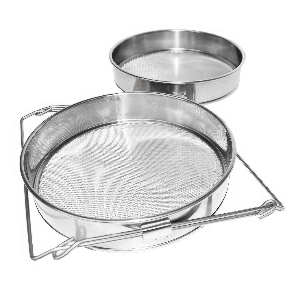 Dupla szűrő (szita) rozsdamentes acél 24 cm fogantyúkkal DE 4