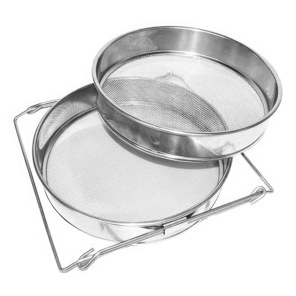 Dupla szűrő (szita) rozsdamentes acél 24 cm fogantyúkkal DE 4