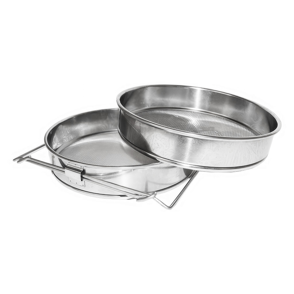 Dupla szűrő (szita) rozsdamentes acél 24 cm fogantyúkkal DE 4