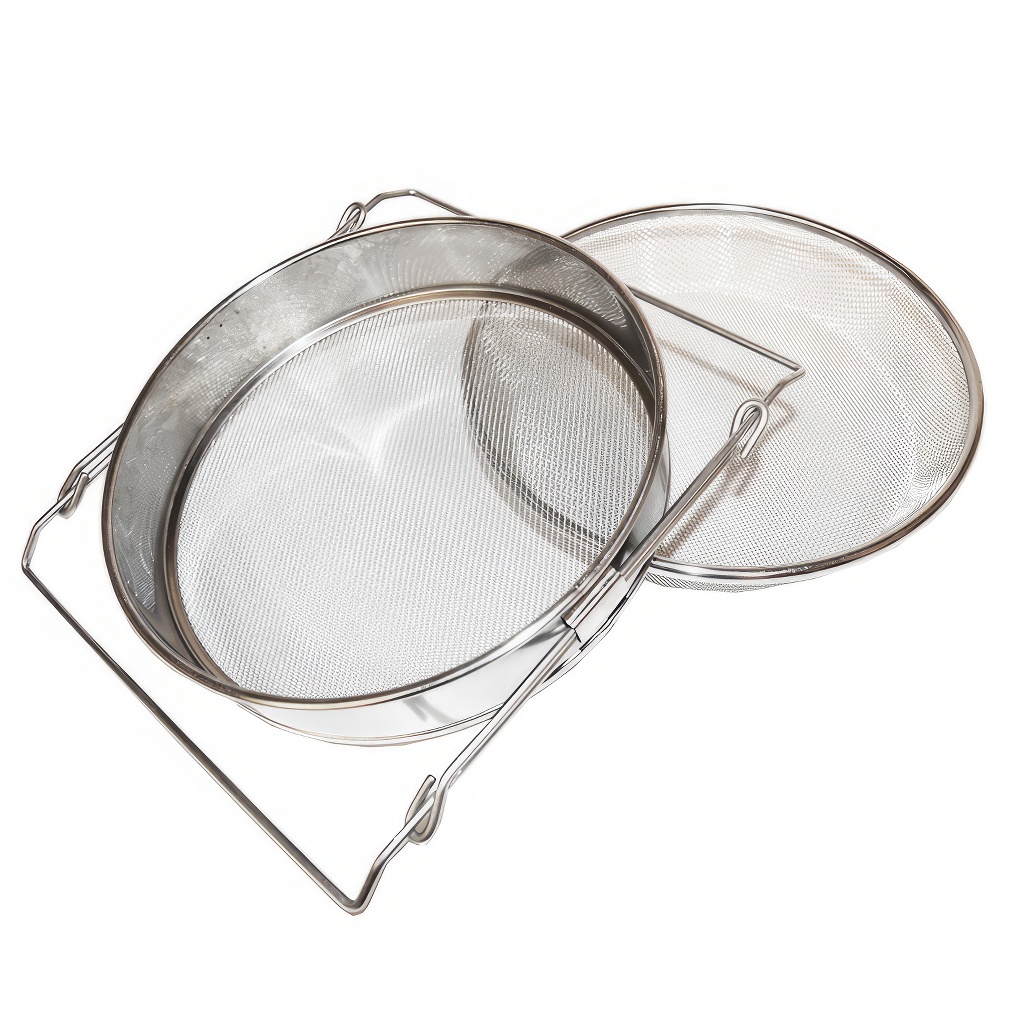 Szűrő (szita) dupla rozsdamentes acél 24 cm fogantyúkkal DE5