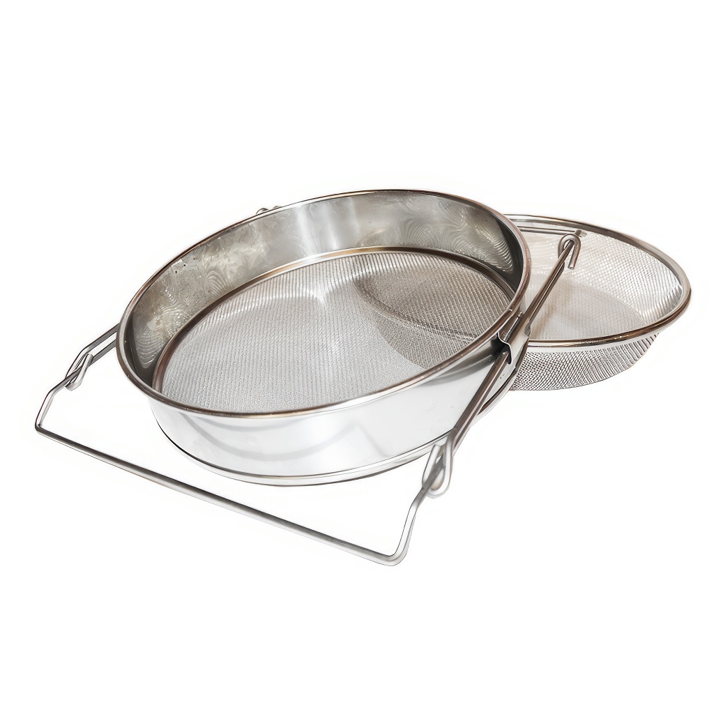 Szűrő (szita) dupla rozsdamentes acél 24 cm fogantyúkkal DE5