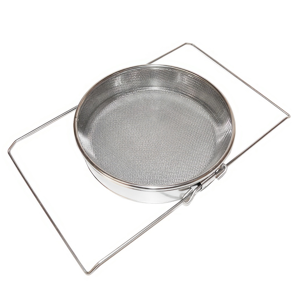 Szűrő (szita) dupla rozsdamentes acél 24 cm fogantyúkkal DE5