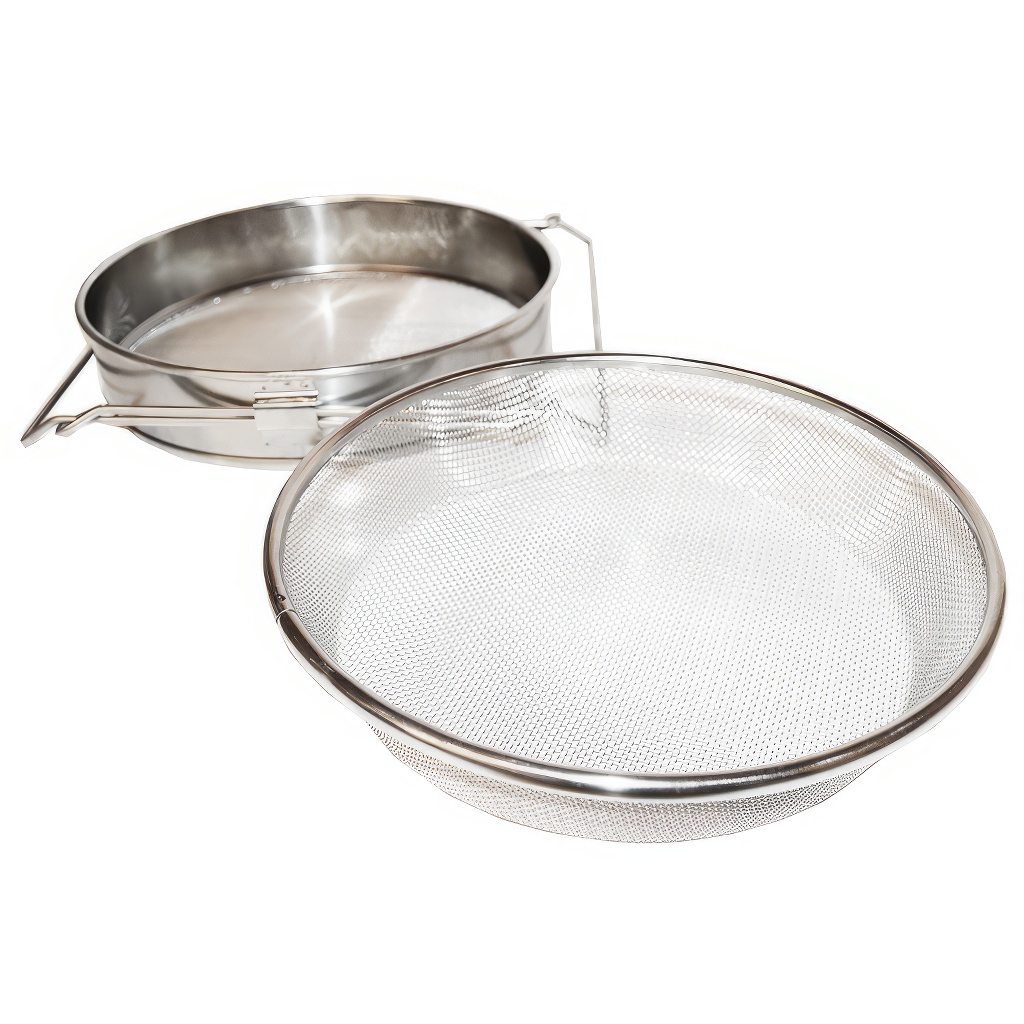 Szűrő (szita) dupla rozsdamentes acél 24 cm fogantyúkkal DE5