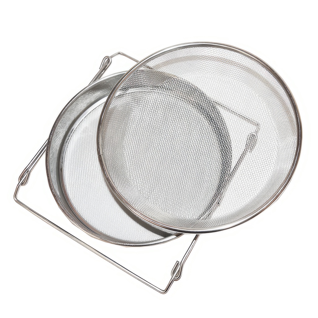 Szűrő (szita) dupla rozsdamentes acél 24 cm fogantyúkkal DE5