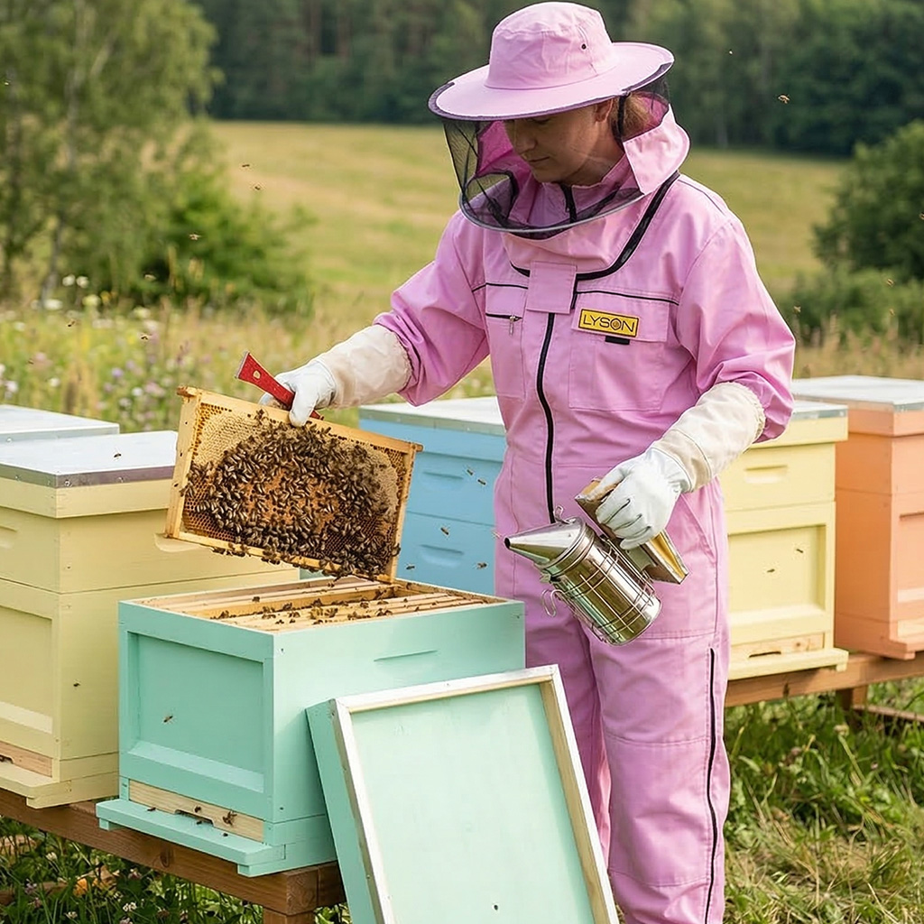 Méhészeti overál kalappal - lila - Lysoň, méret: S-XXXL
