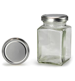 Négyszögletes üveg ezüst tetővel 260 ml (TO 58)