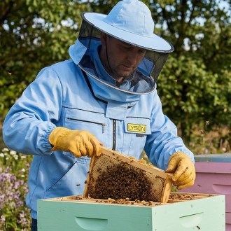 Méhészeti dzseki kalappal - kék - Lysoň, méret: S-XXL