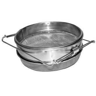 Dupla szűrő (szita) rozsdamentes acél 24 cm fogantyúkkal DE3