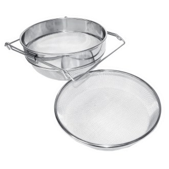Kettős szűrő (szita) rozsdamentes acélból 24 cm fogantyúkkal DE1