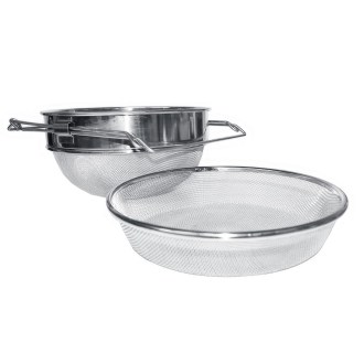 Kettős szűrő (szita) rozsdamentes acélból 24 cm fogantyúkkal DE1
