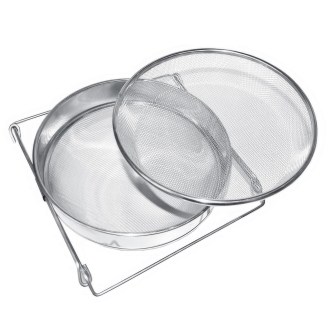 Kettős szűrő (szita) rozsdamentes acélból 24 cm fogantyúkkal DE1