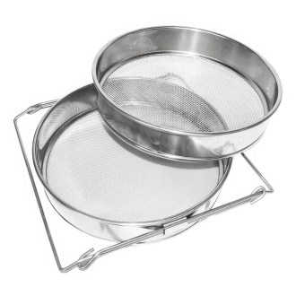 Dupla szűrő (szita) rozsdamentes acél 24 cm fogantyúkkal DE 4