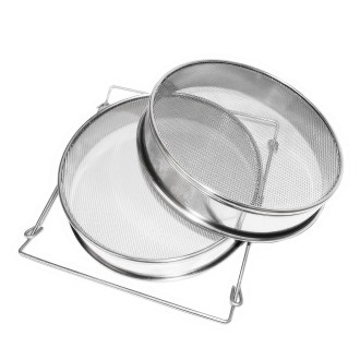 Dupla szűrő (szita) rozsdamentes acél 24 cm fogantyúkkal DE 4