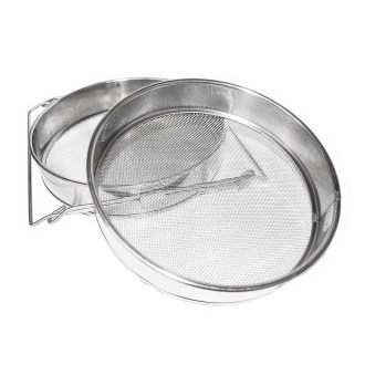 Dupla szűrő (szita) rozsdamentes acél 24 cm fogantyúkkal DE 4