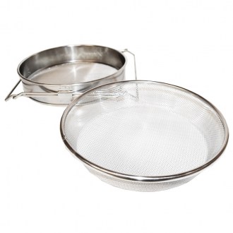Szűrő (szita) dupla rozsdamentes acél 24 cm fogantyúkkal DE5