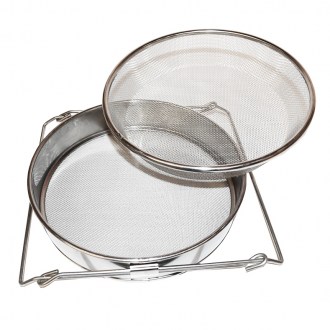Szűrő (szita) dupla rozsdamentes acél 24 cm fogantyúkkal DE5