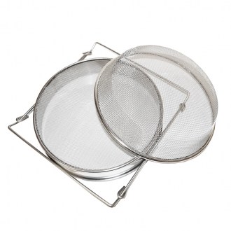 Szűrő (szita) dupla rozsdamentes acél 24 cm fogantyúkkal DE5