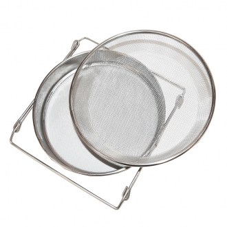 Szűrő (szita) dupla rozsdamentes acél 24 cm fogantyúkkal DE5