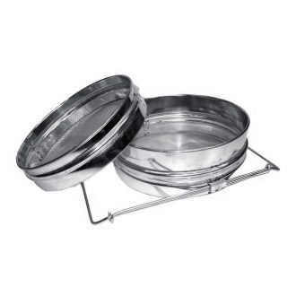 Kettős szűrő (szita) ónozott 21 cm fogantyúkkal