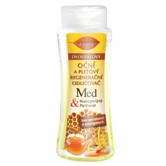 Kétfázisú szemhéj- és arcregeneráló sminklemosó MÉZ + Q10 255 ml
