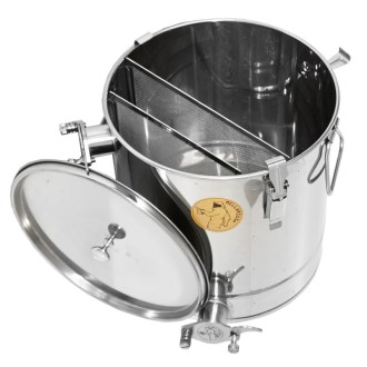 Pergetett méz ülepítő vödör Mellarius MaxiLine 35 kg 2 szűrővel