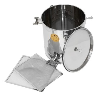 Pergetett méz ülepítő vödör Mellarius MaxiLine 35 kg 2 szűrővel