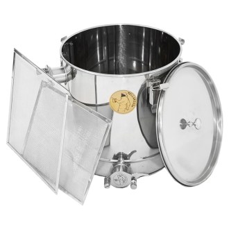 Pergetett méz ülepítő vödör Mellarius MaxiLine 35 kg 2 szűrővel