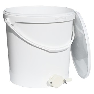 Mézpergető edény 25 kg-os szeleppel - fehér