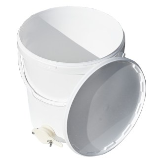 Mézpergető edény 25 kg-os szeleppel - fehér