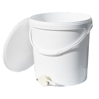 Mézpergető edény 25 kg-os szeleppel - fehér