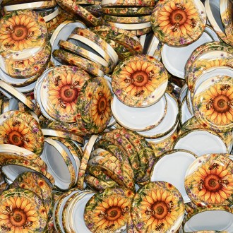 TO 82 befőttesüveg-tető - Festett napraforgó - HOJ4