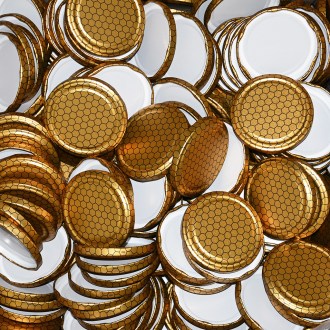 Tetőkupak (csavaros kupak) TO 82 mézes üvegre - Méhsejt mintás - 700 db - teljes doboz - HC6