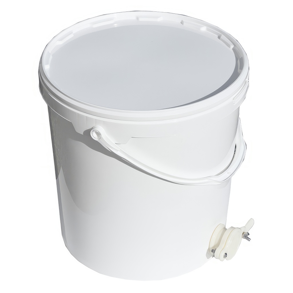 Mézpergető edény 25 kg-os szeleppel - fehér