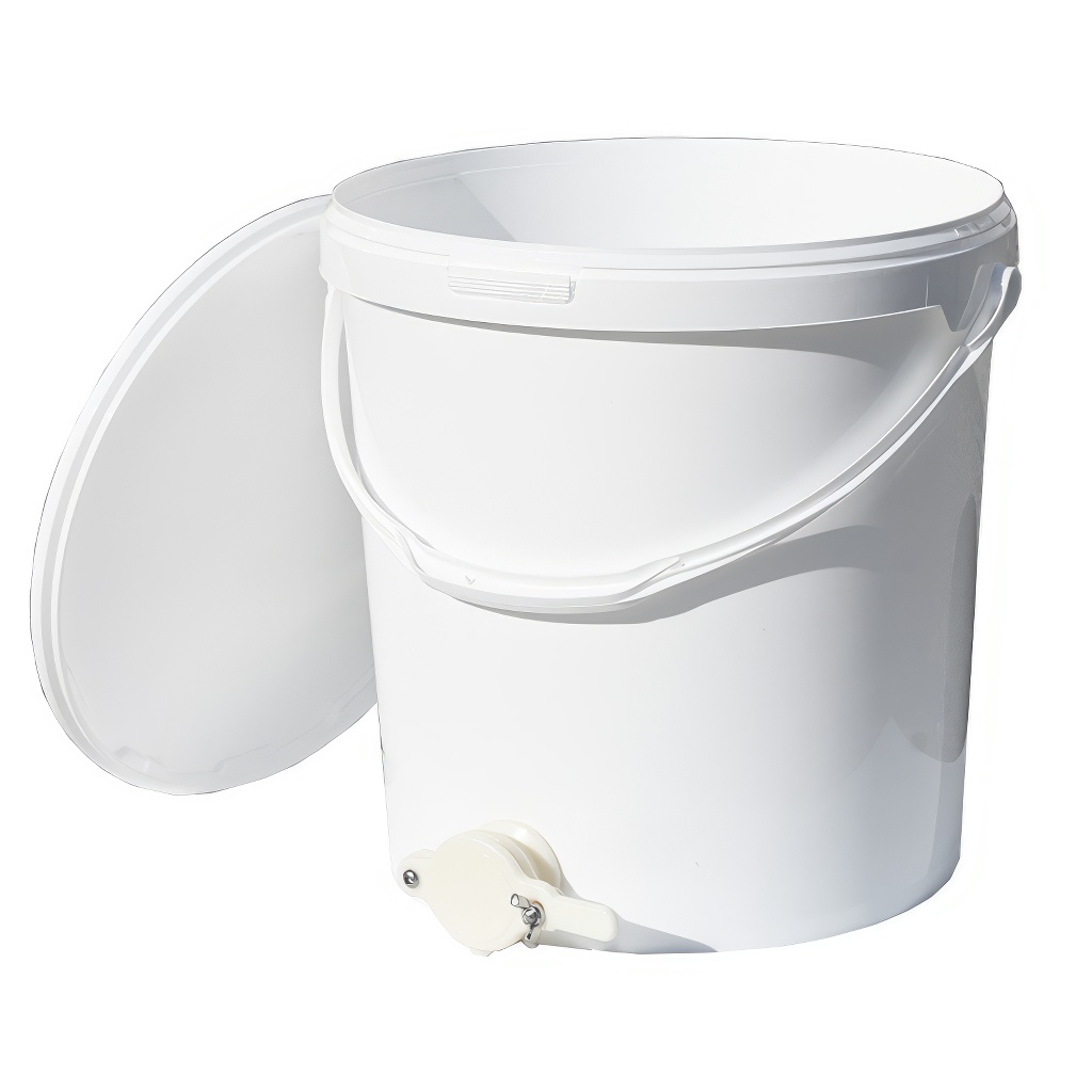 Mézpergető edény 25 kg-os szeleppel - fehér