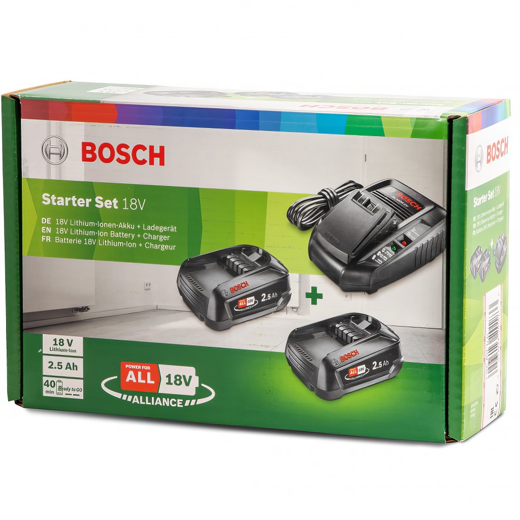Készlet: AL1830CV töltő + 2 db PBA 2,5Ah akkumulátor BOSCH